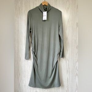 Unbranded New Olive Ruched Side Maternity Fitted Dress Size 2XL